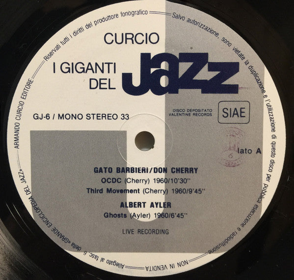 Gato Barbieri, Don Cherry, Albert Ayler, John Handy - I Giganti Del Jazz Vol. 6 - LP