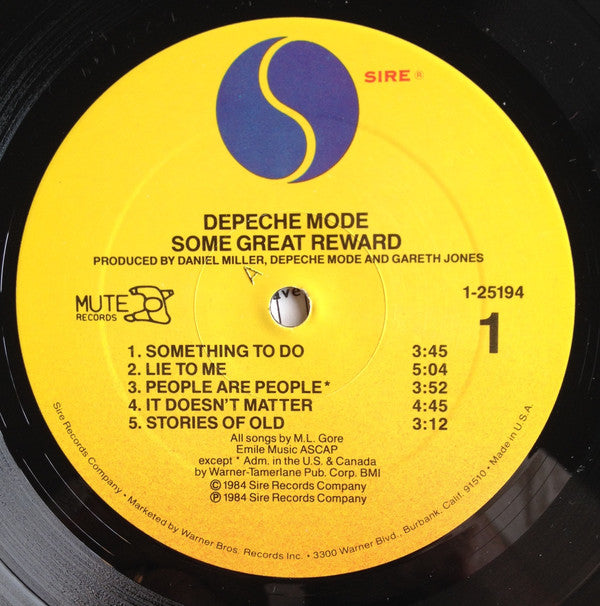 Depeche Mode - Some Great Reward - LP