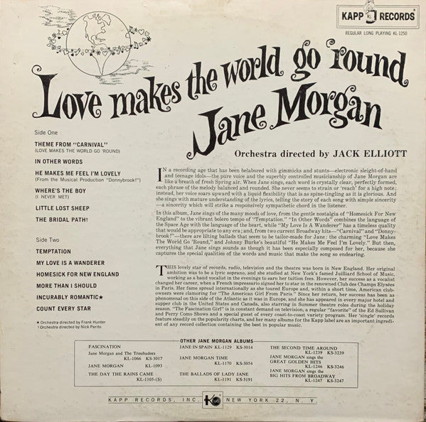 Jane Morgan - Love Makes The World Go Round - LP