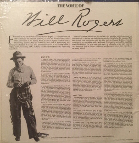 Will Rogers (2) - The Voice of Will Rogers - LP