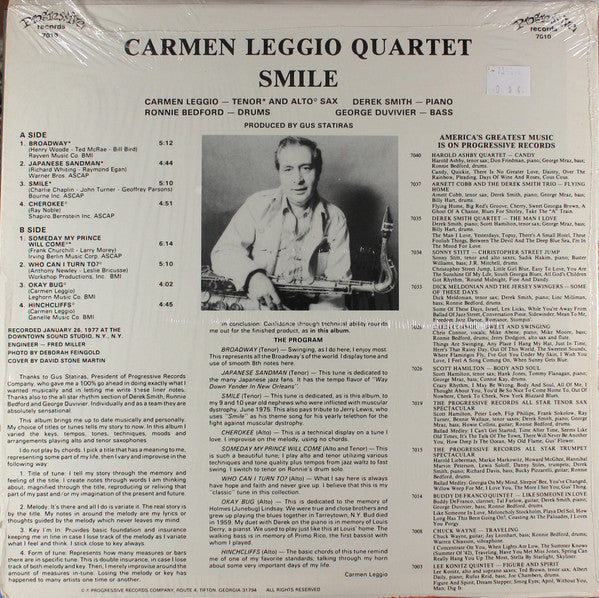 Carmen Leggio Quartet - Smile - LP