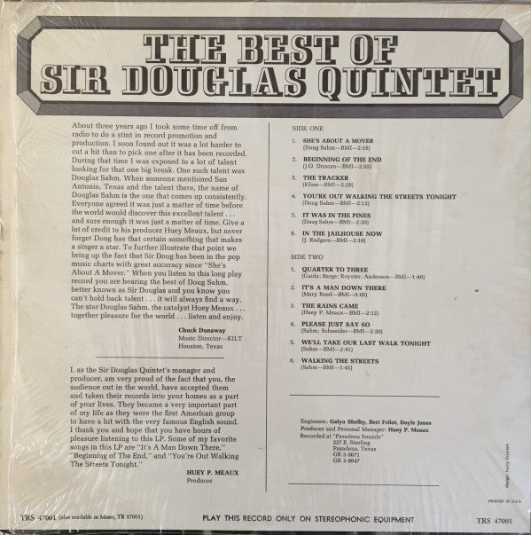 Sir Douglas Quintet - The Best Of Sir Douglas Quintet - LP
