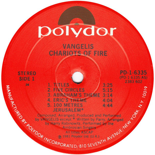 Vangelis - Chariots Of Fire - LP