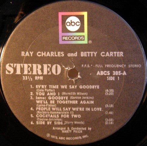 Ray Charles And Betty Carter With The Jack Halloran Singers - Ray Charles And Betty Carter With The Jack Halloran Singers - LP
