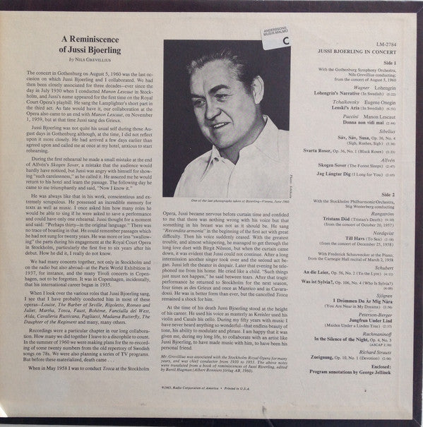Jussi Bjoerling* - In Concert - LP