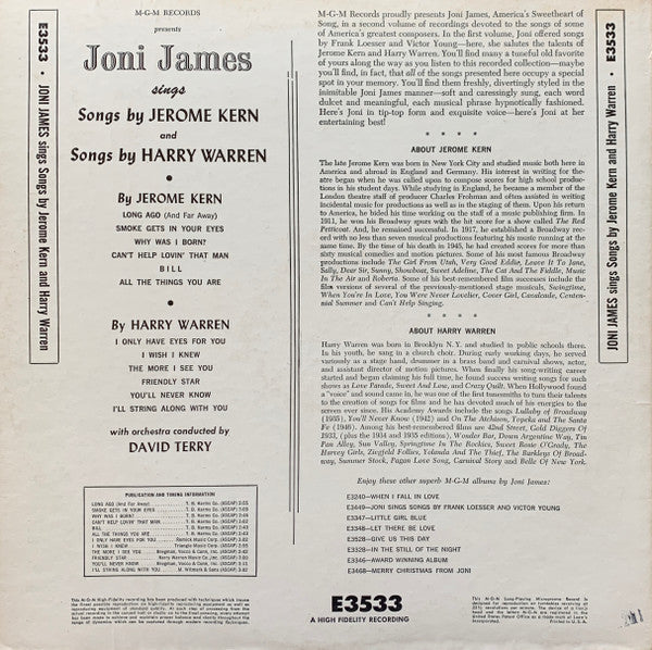 Joni James - Sings Songs By Jerome Kern And Songs By Harry Warren - LP