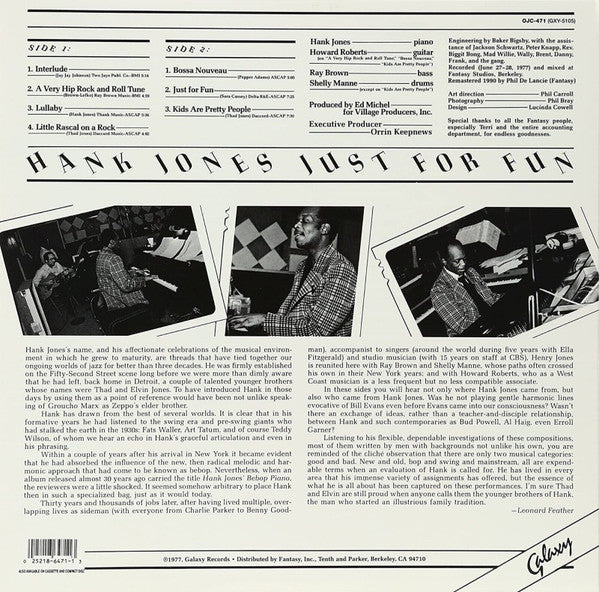 Hank Jones - Just For Fun - LP