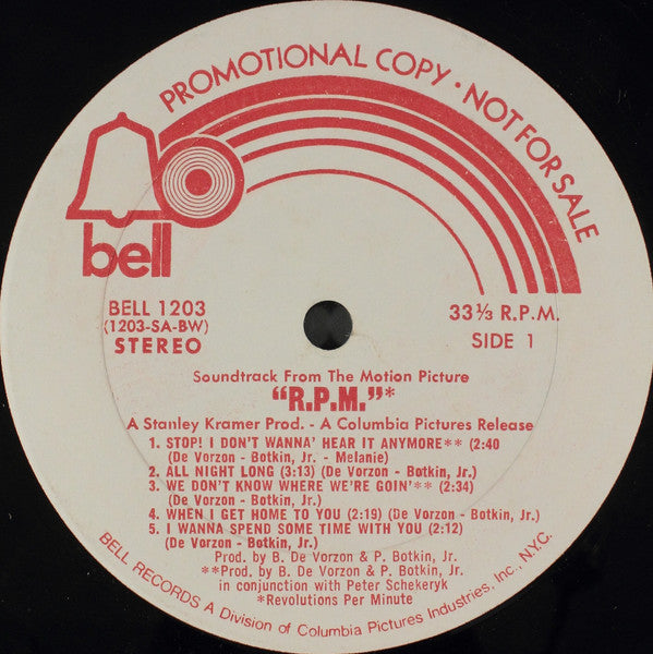 Barry DeVorzon* & Perry Botkin, Jr.* - R.P.M. (The Original Motion Picture Soundtrack) - LP