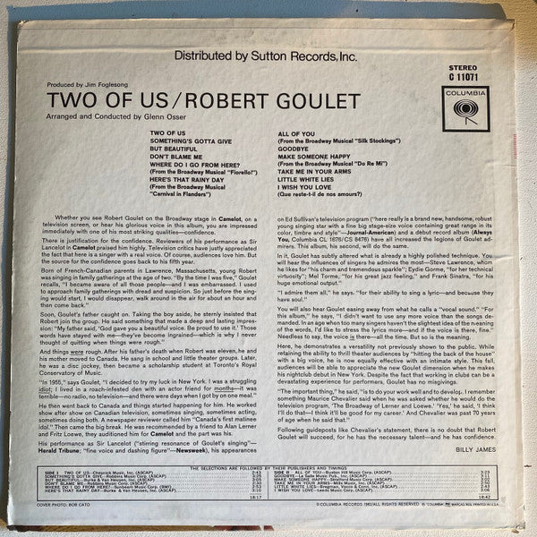 Robert Goulet - Two Of Us - LP