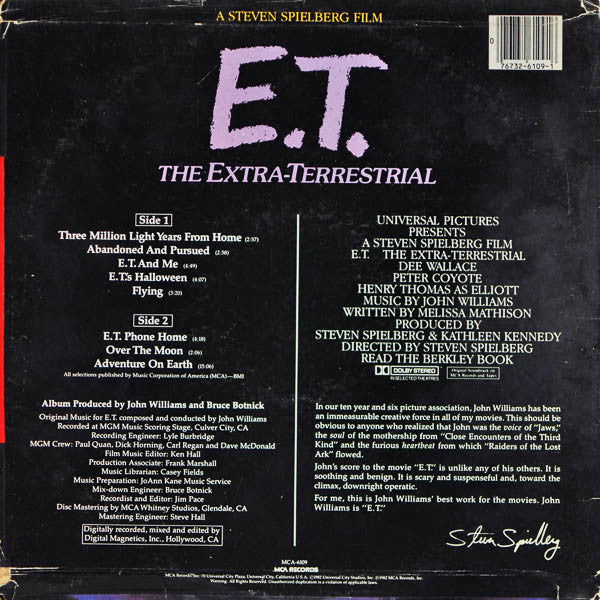 John Williams  - E.T. The Extra-Terrestrial (Music From The Original Motion Picture Soundtrack) - LP