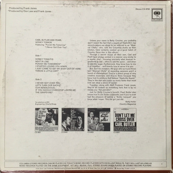 Carl Butler And Pearl* - Honky Tonkin' - LP