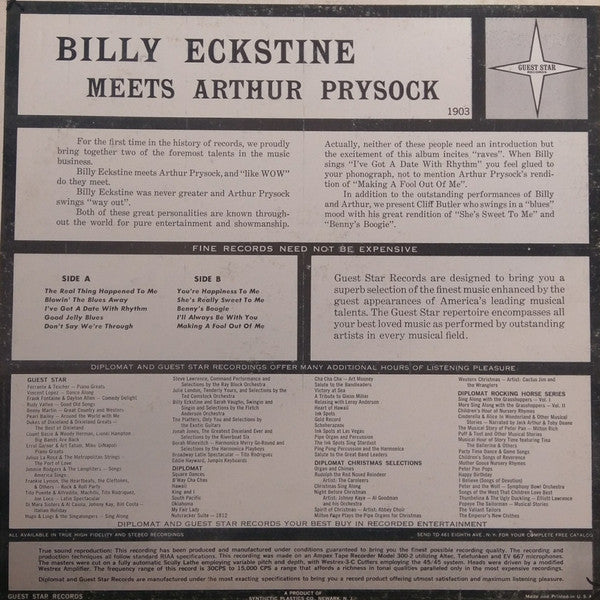 Billy Eckstine / Arthur Prysock / Cliff Butler - Billy Eckstine Meets Arthur Prysock - LP