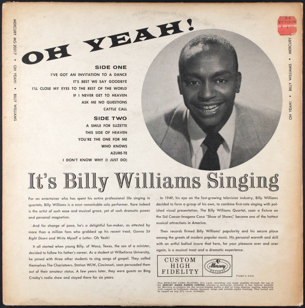 Billy Williams  - "Oh Yeah" It's Billy Williams - LP