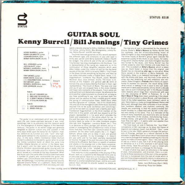 Kenny Burrell / Bill Jennings / Tiny Grimes - Guitar Soul - LP