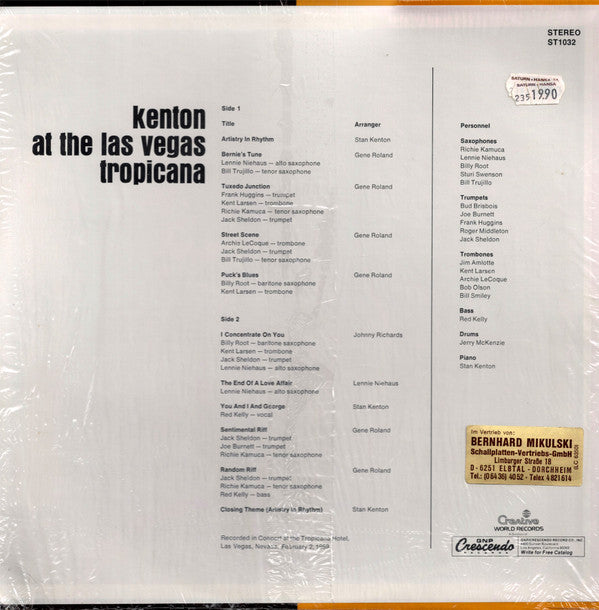 Stan Kenton - Kenton At The Las Vegas Tropicana - LP