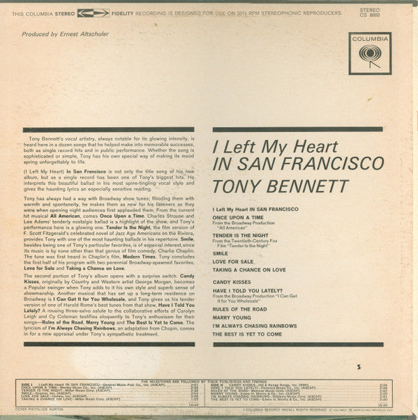 Tony Bennett - I Left My Heart In San Francisco - LP