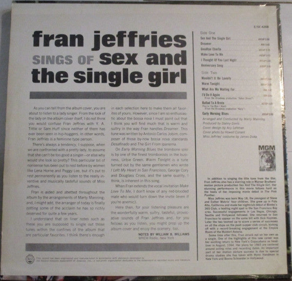 Fran Jeffries - Fran Jeffries Sings Of Sex And The Single Girl - LP