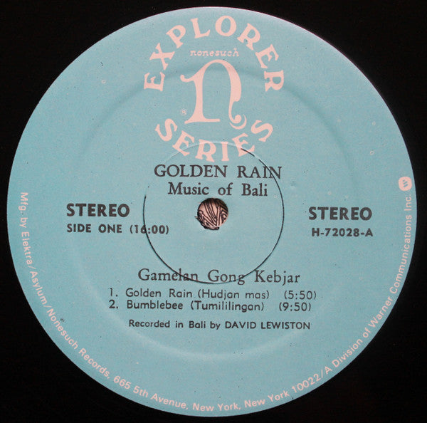 David Lewiston - Golden Rain (Balinese Gamelan Music / Ketjak: The Ramayana Monkey Chant) - LP
