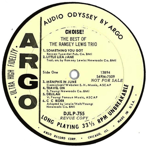 The Ramsey Lewis Trio - Choice!: The Best Of The Ramsey Lewis Trio - LP