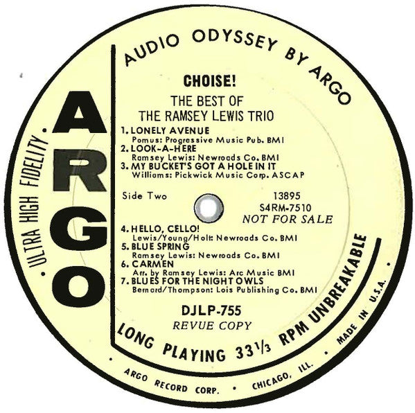 The Ramsey Lewis Trio - Choice!: The Best Of The Ramsey Lewis Trio - LP