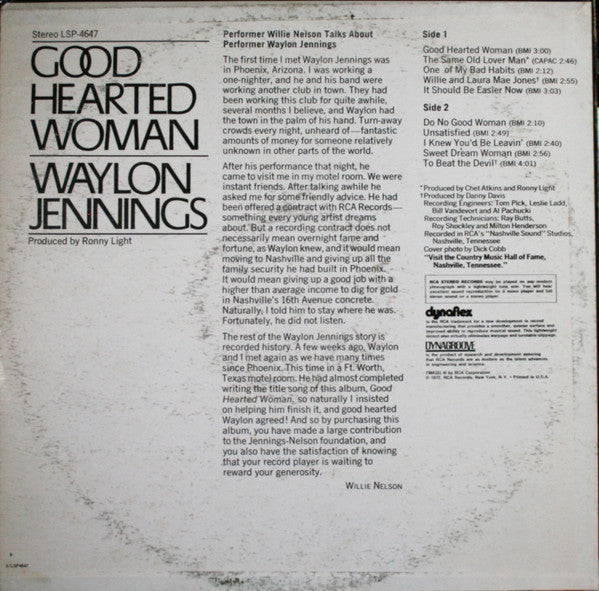 Waylon Jennings - Good Hearted Woman - LP