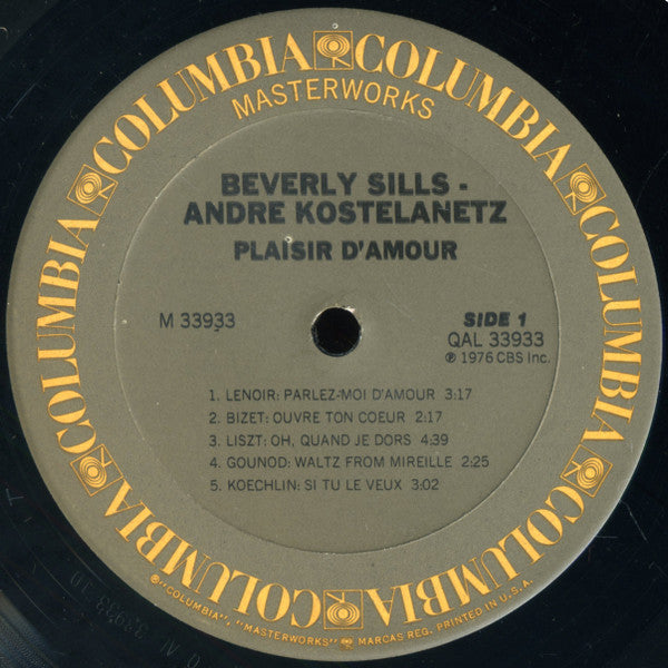 Beverly Sills, André Kostelanetz, Columbia Symphony Orchestra - Plaisir D'Amour - LP