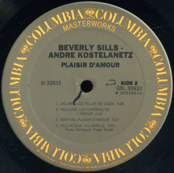 Beverly Sills, André Kostelanetz, Columbia Symphony Orchestra - Plaisir D'Amour - LP