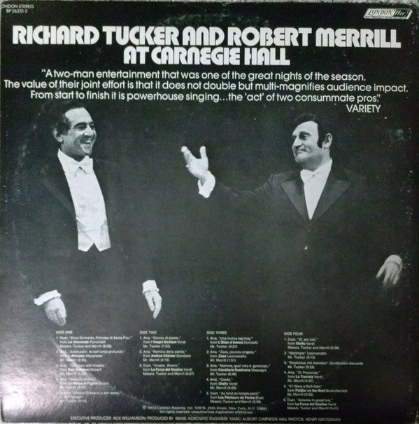 Richard Tucker And Robert Merrill - Richard Tucker And Robert Merrill At Carnegie Hall - LP