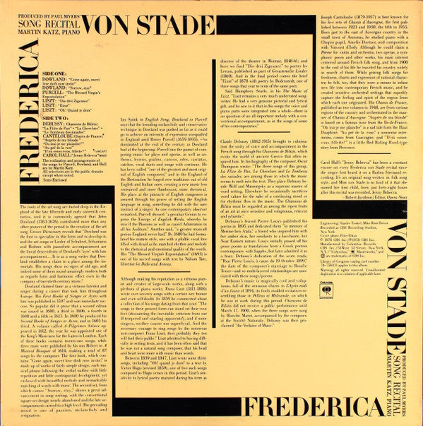 Frederica von Stade - Song Recital - LP