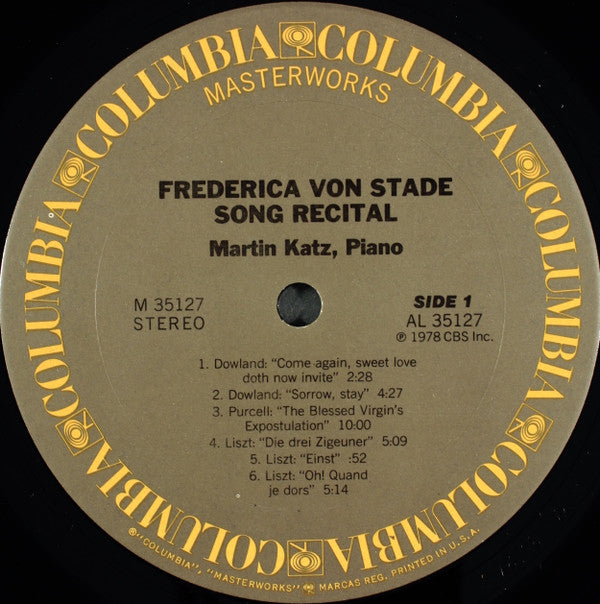 Frederica von Stade - Song Recital - LP