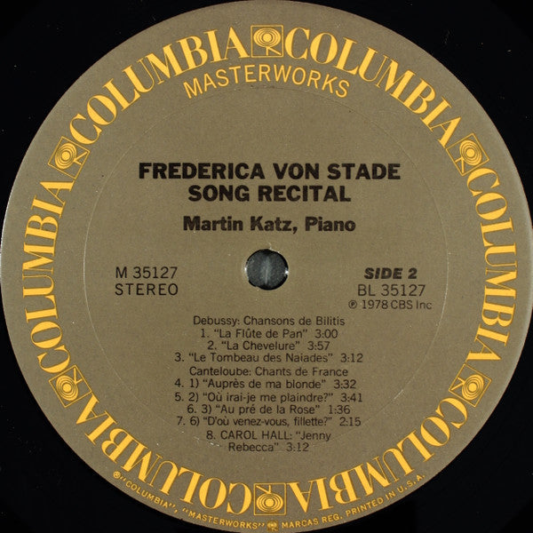 Frederica von Stade - Song Recital - LP