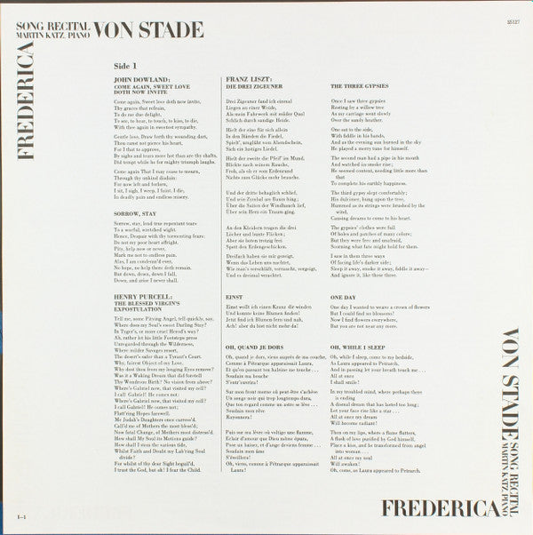Frederica von Stade - Song Recital - LP