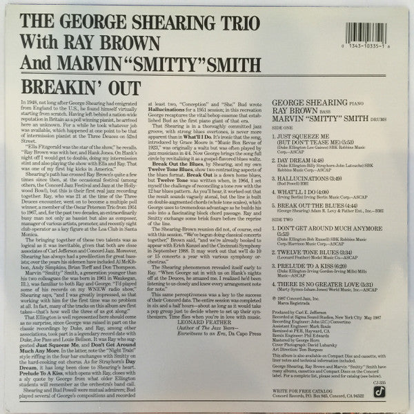 The George Shearing Trio* With Ray Brown And Marvin "Smitty" Smith - Breakin' Out - LP