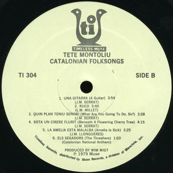 Tete Montoliu - Catalonian Folksongs (Solo Piano) - LP