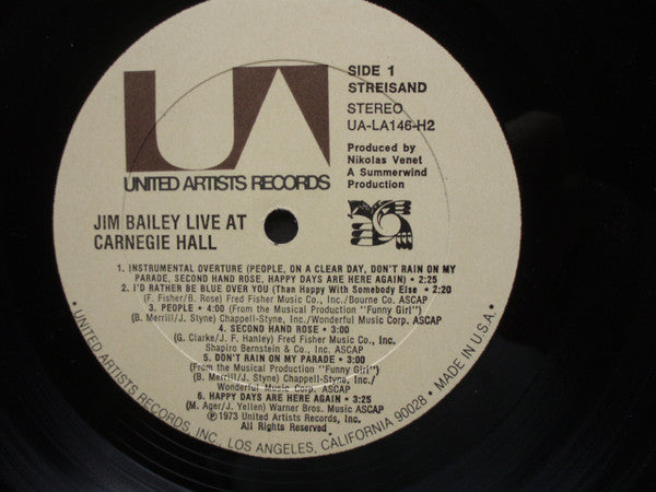 Jim Bailey - Live At Carnegie Hall - LP