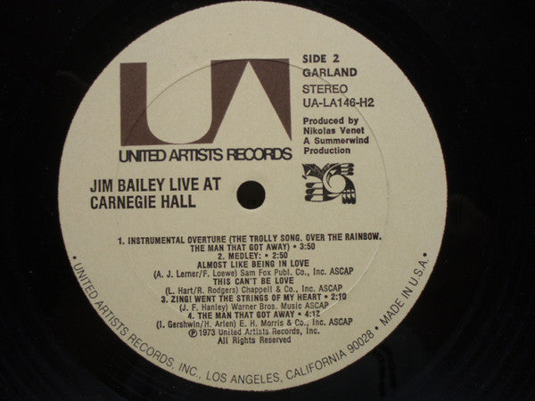 Jim Bailey - Live At Carnegie Hall - LP