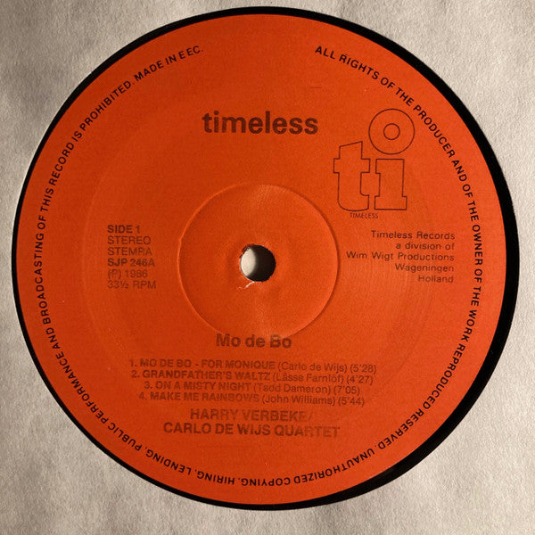 Harry Verbeke / Carlo de Wijs Quartet Featuring Hein van de Geijn*, Arnoud Gerritse - Mo De Bo - LP