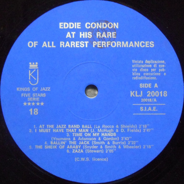Eddie Condon - Here Is Eddie Condon At His Rare of All Rarest Perfomances Vol. 1 - LP