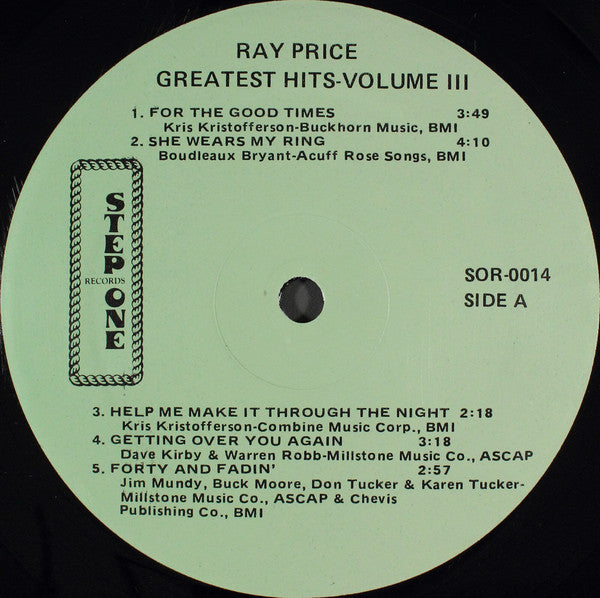 Ray Price - Greatest Hits Volume III - LP