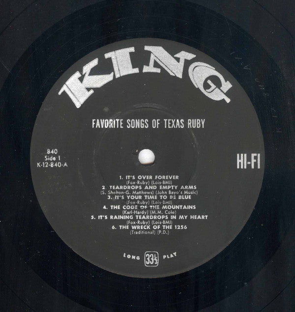 Texas Ruby - Favorite Songs Of Texas Ruby - LP