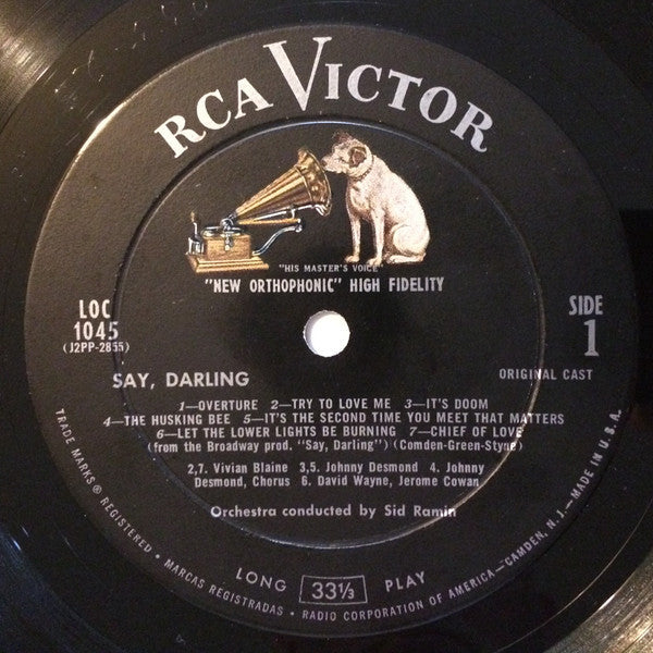 Jule Styne, Betty Comden, Adolph Green / Featuring David Wayne (3), Vivian Blaine, Johnny Desmond - Say, Darling (A Comedy About A Musical) - LP