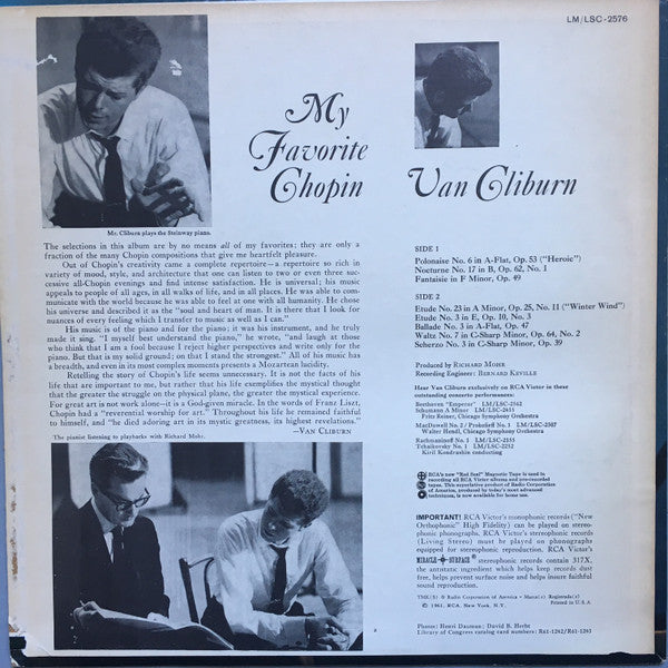 Van Cliburn - My Favorite Chopin - LP