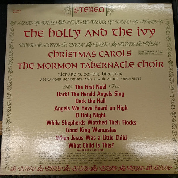 The Mormon Tabernacle Choir* - The Holly And The Ivy:  Christmas Carols By The Mormon Tabernacle Choir - LP