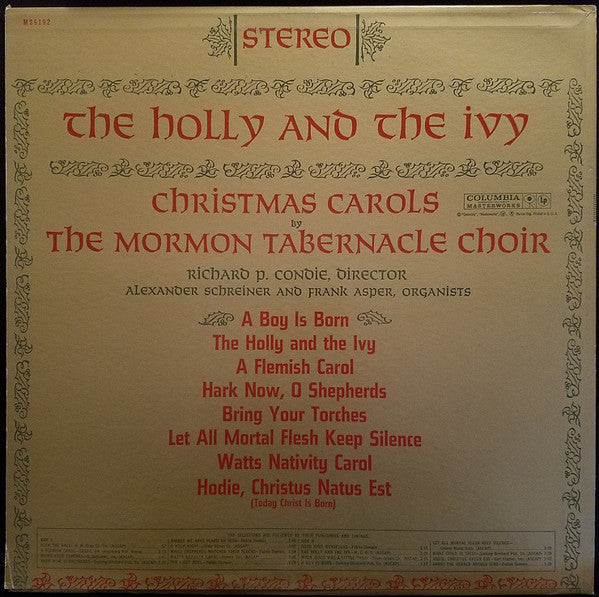 The Mormon Tabernacle Choir* - The Holly And The Ivy:  Christmas Carols By The Mormon Tabernacle Choir - LP