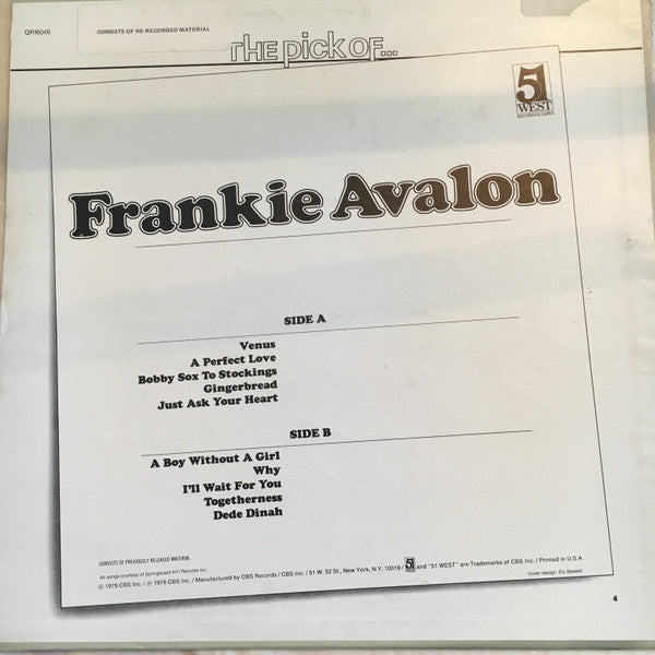 Frankie Avalon - The Pick Of... Frankie Avalon - LP