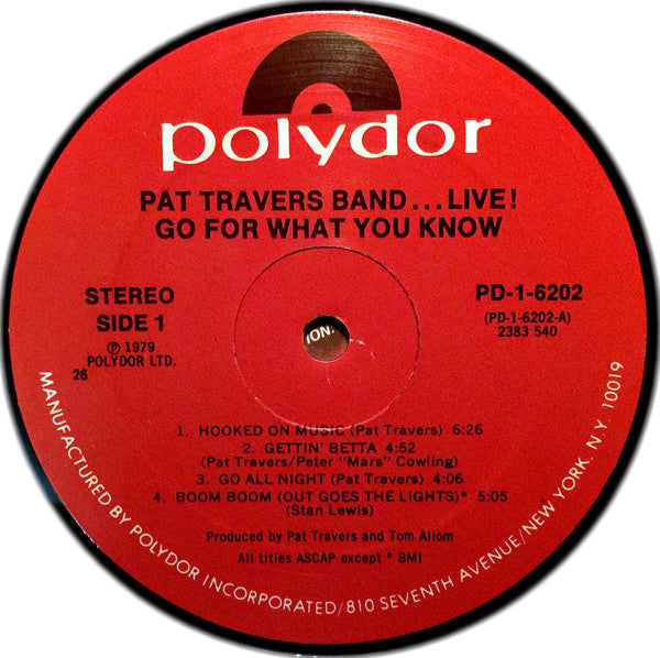 Pat Travers Band - ...Live! Go For What You Know - LP
