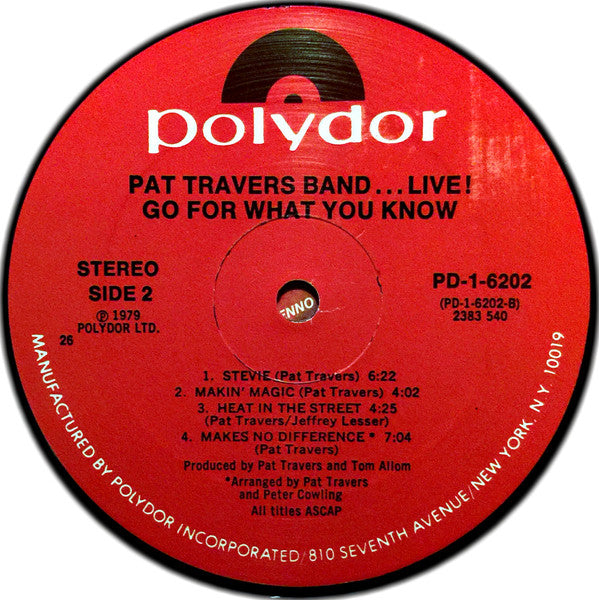 Pat Travers Band - ...Live! Go For What You Know - LP