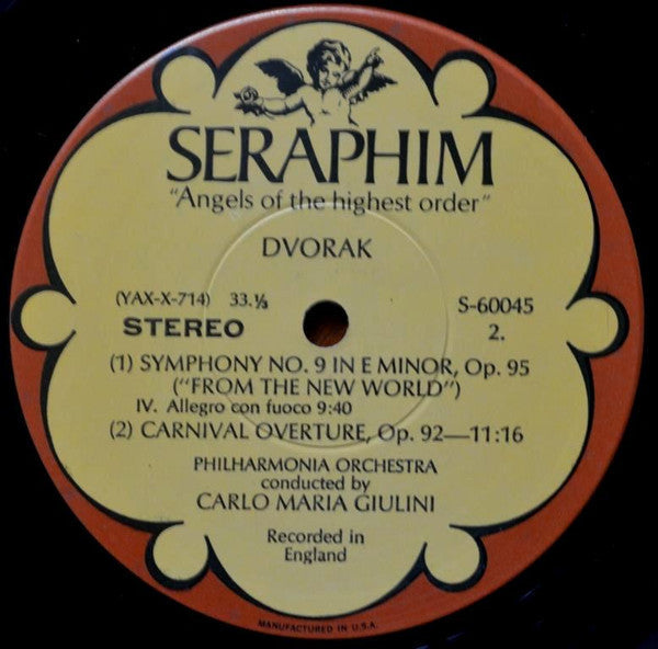 Carlo Maria Giulini, Dvořák*, Philharmonia Orchestra - Symphony "From The New World" (No. 9 In E Minor - Old No. 5) / Carnival Overture - LP
