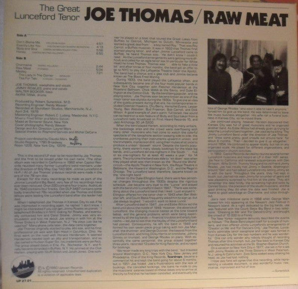 Joe Thomas (3) - Raw Meat (The Great Lunceford Tenor) - LP