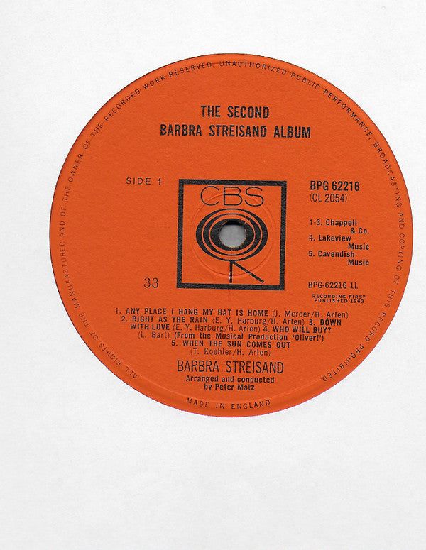 Barbra Streisand - The Second Barbra Streisand Album - LP